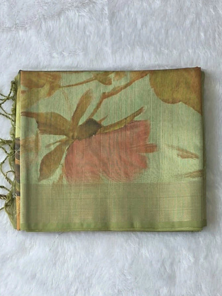 Manorama Light Green Digital Sarees
