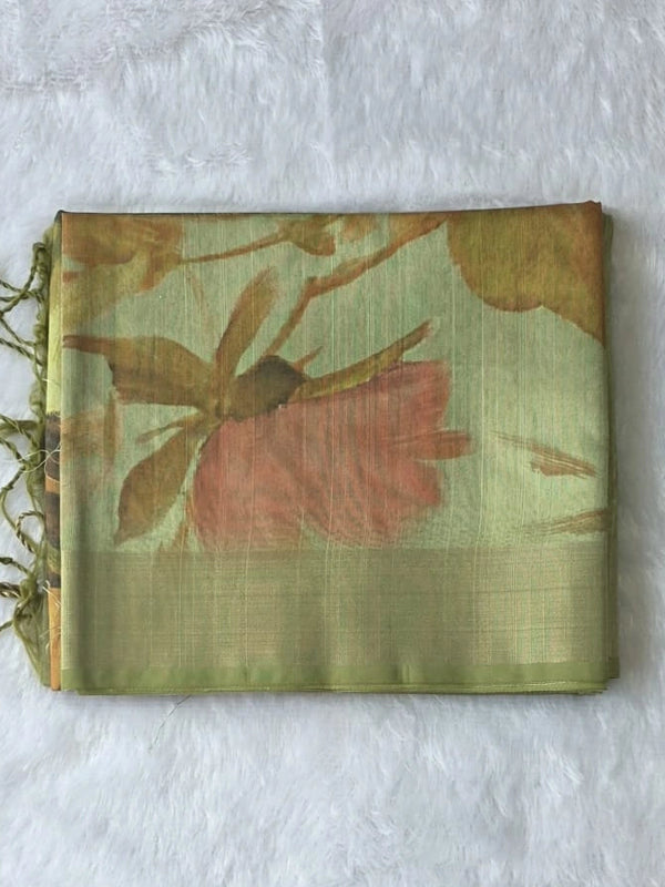 Manorama Light Green Digital Sarees