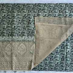 Lucknowi Olive Green Chanderi Saree