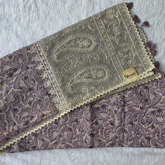 Lucknowi Grey Pink Chanderi Saree