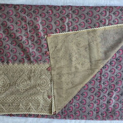 Lucknowi Grey Pink Chanderi Saree