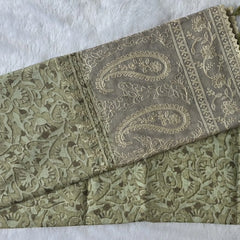 Lucknowi Grey Pink Chanderi Saree