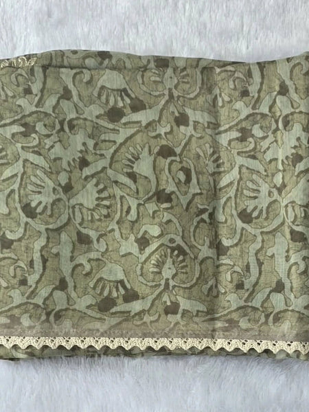 Lucknowi Grey Pink Chanderi Saree