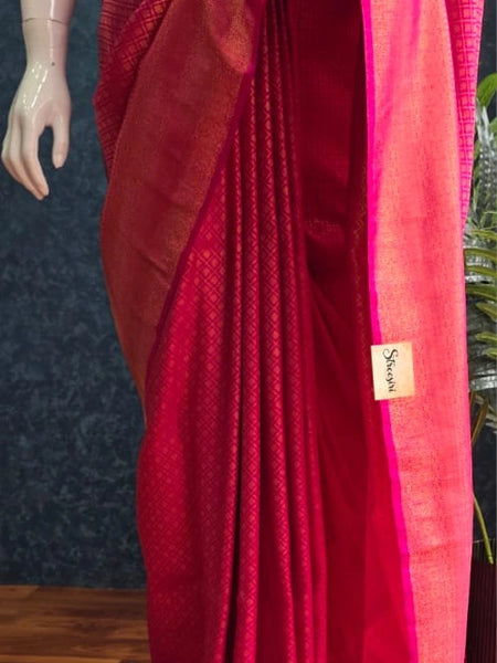 Brocade Pink Semi Silk Saree