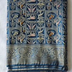 Kathan Blue Silk Saree