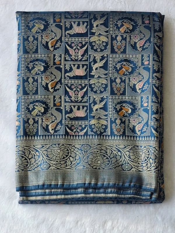 Kathan Blue Silk Saree