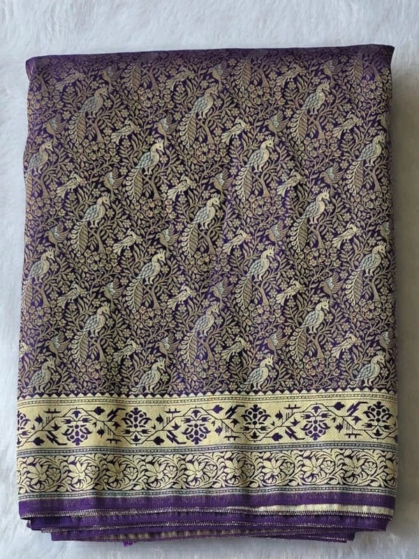 Kathan Purple Silk Saree