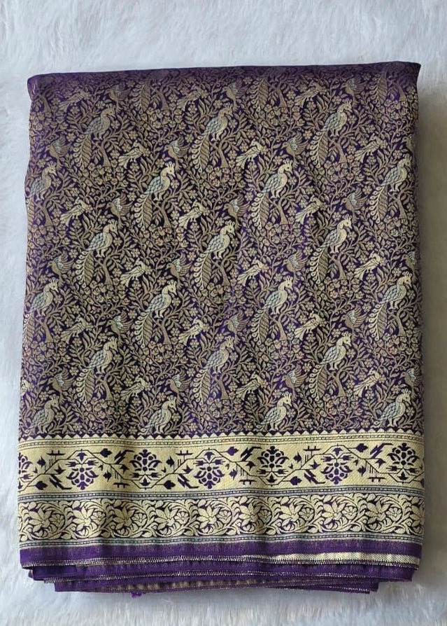 Kathan Purple Silk Saree