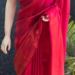 Brocade Pink Semi Silk Saree