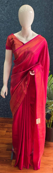 Brocade Pink Semi Silk Saree