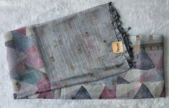 Digital Print Grey Soft Tissue Saree