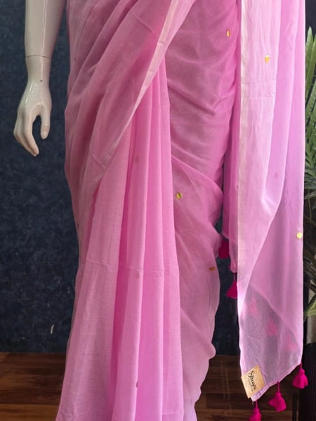 Bengal Baby Pink Cotton Saree