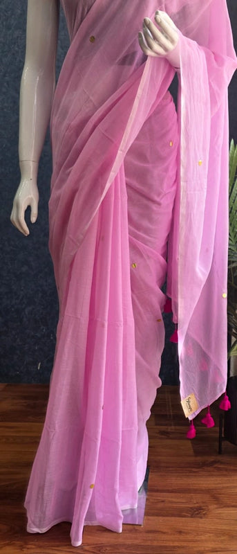 Bengal Baby Pink Cotton Saree