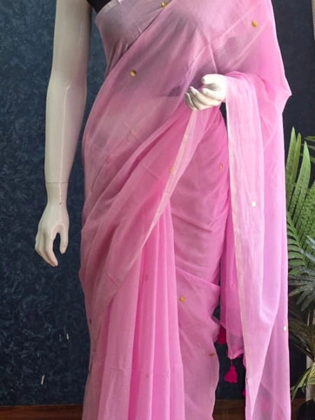 Bengal Baby Pink Cotton Saree