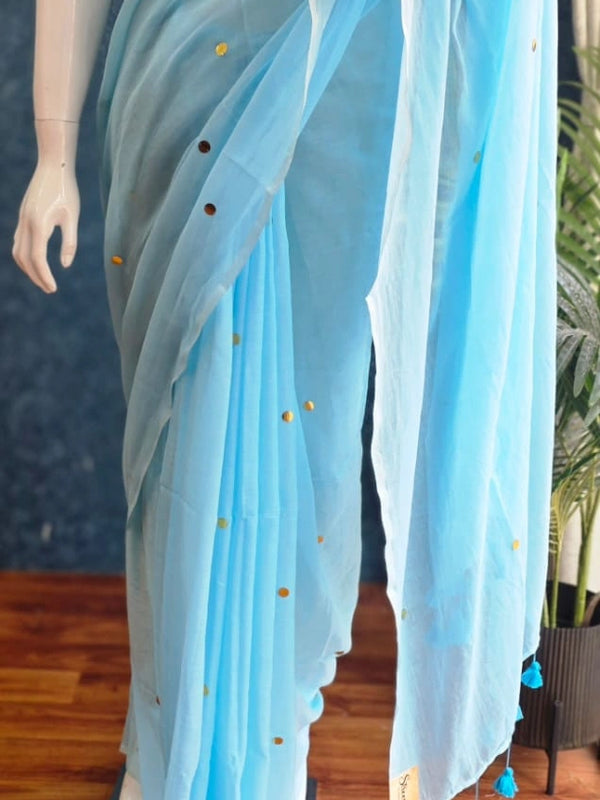 Bengal Light Blue Cotton Saree