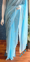 Bengal Light Blue Cotton Saree