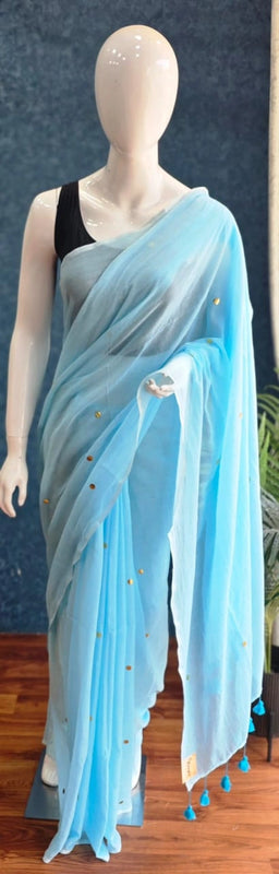 Bengal Light Blue Cotton Saree