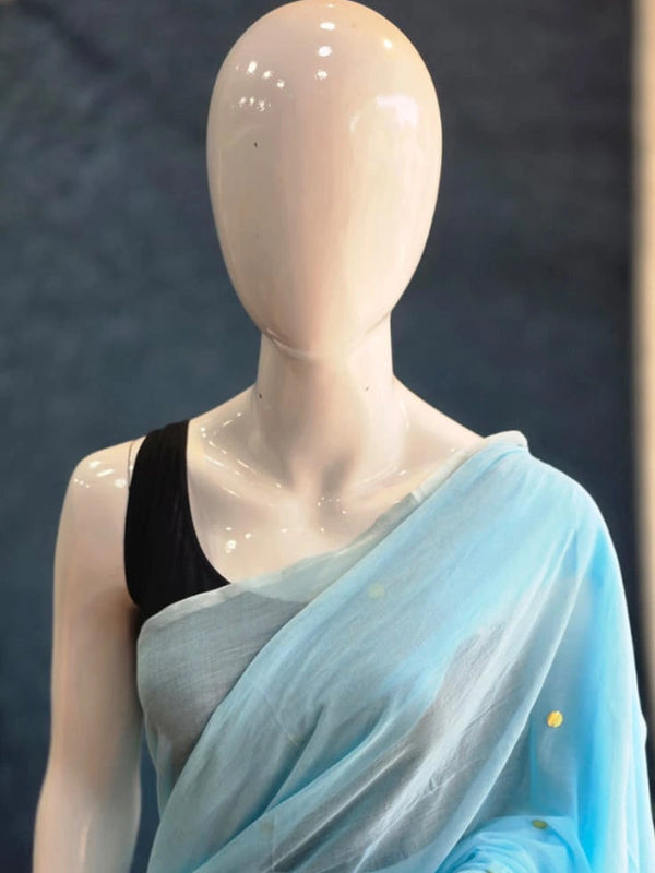 Bengal Light Blue Cotton Saree