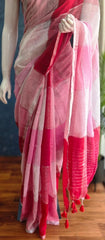 Bengal Red & Baby Pink Cotton Saree