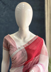 Bengal Red & Baby Pink Cotton Saree