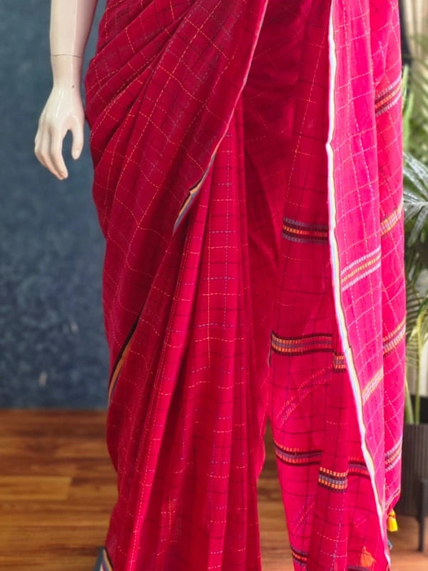 Bengal Dark Pink Cotton Saree
