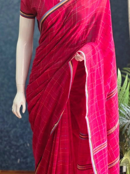 Bengal Dark Pink Cotton Saree