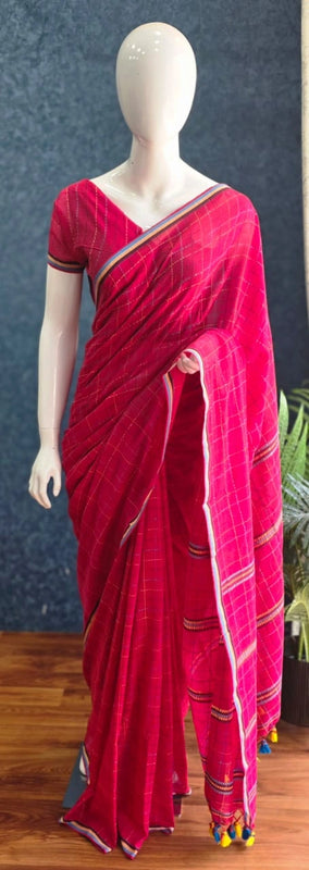 Bengal Dark Pink Cotton Saree