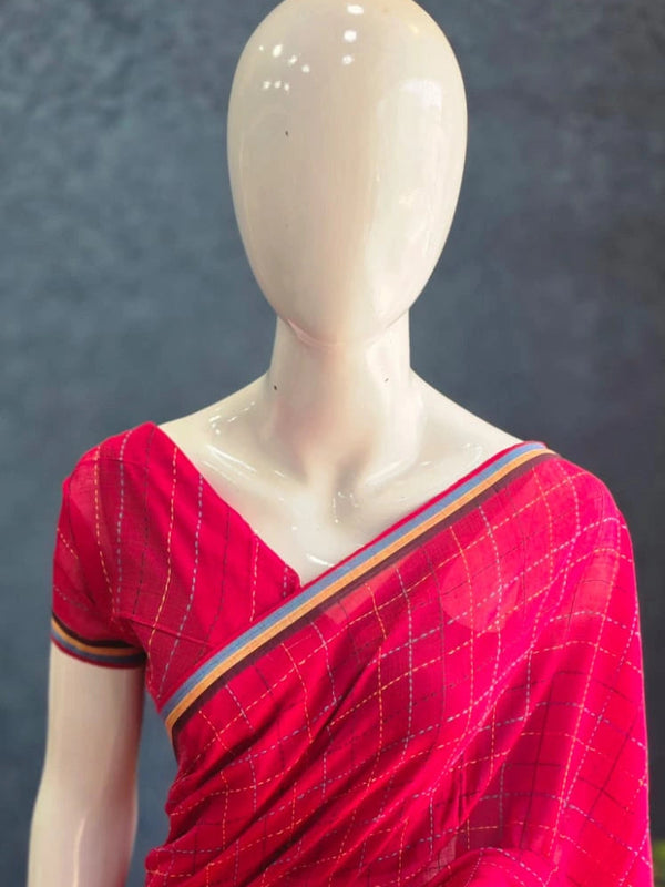 Bengal Dark Pink Cotton Saree