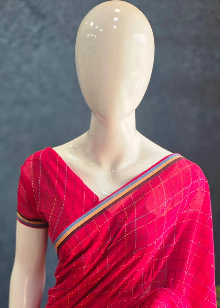 Bengal Dark Pink Cotton Saree