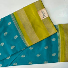 Rama Green Mustard Gorgette Saree