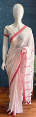 Bengal Half White Red Cotton Saree