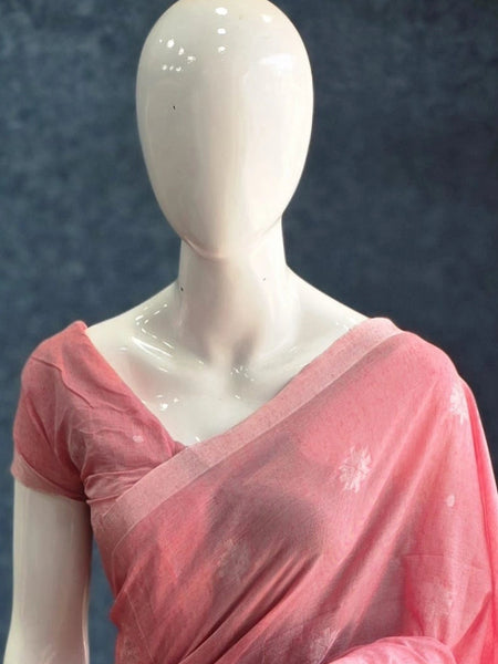 Bengal Light Pink Cotton Saree