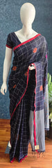 Bengal Navy Blue Cotton Saree