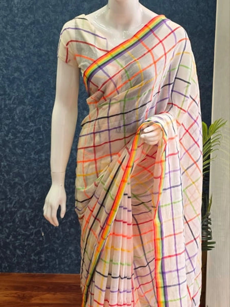 Bengal Half White Cotton Saree