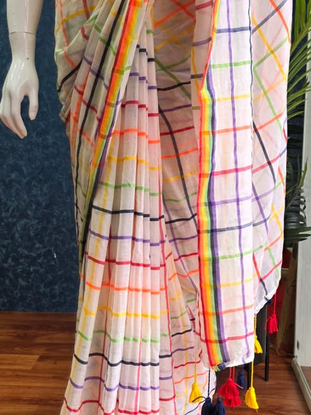Bengal Half White Cotton Saree