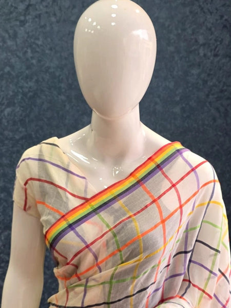 Bengal Half White Cotton Saree