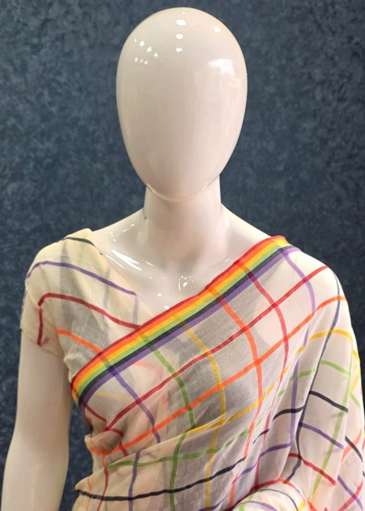Bengal Half White Cotton Saree