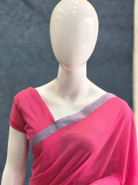 Bengal Pink Green Cotton Saree