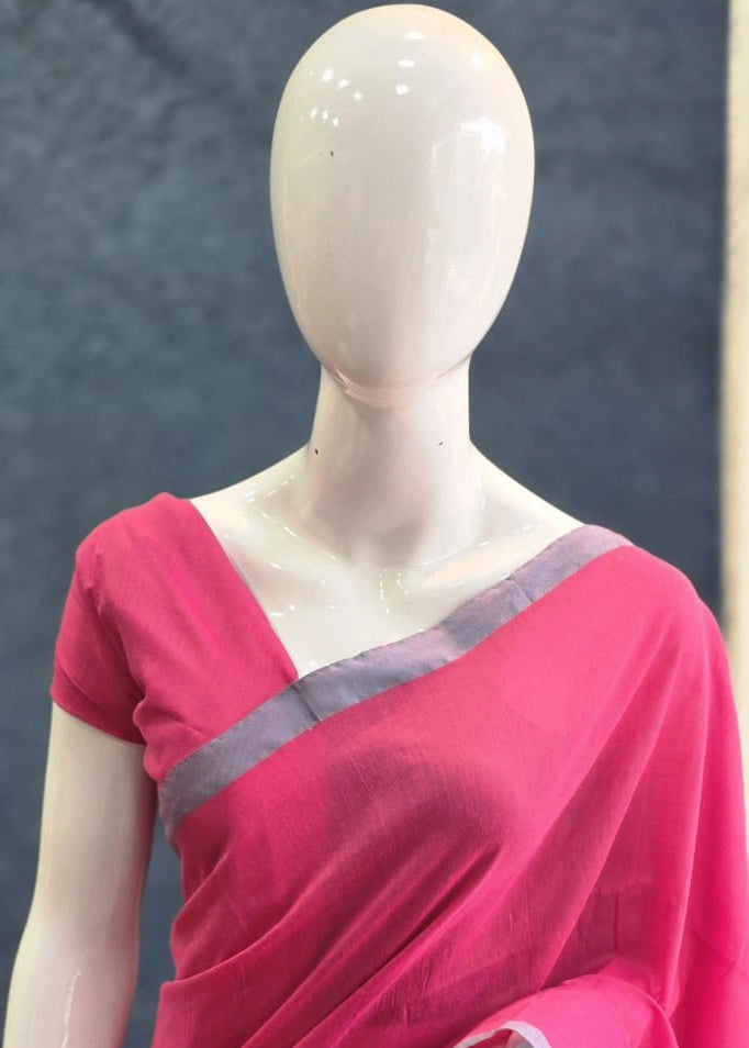 Bengal Pink Green Cotton Saree