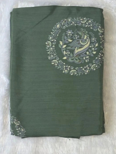 Viscose Sage Green Soft Crepe Saree