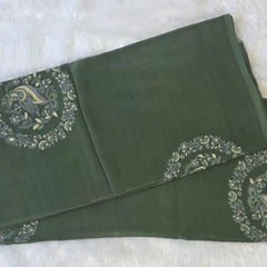 Viscose Sage Green Soft Crepe Saree