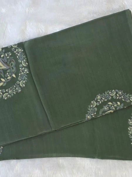 Viscose Sage Green Soft Crepe Saree