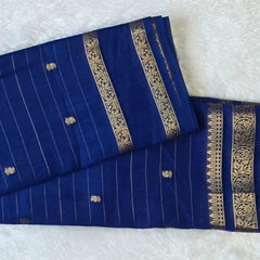 Self Blue Semi Silk Saree