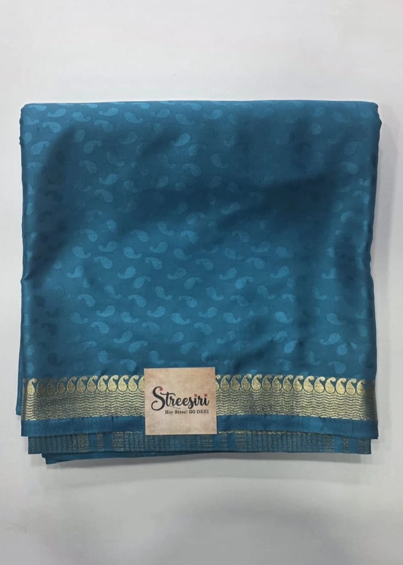 Crepe Silk Mango Design Blue