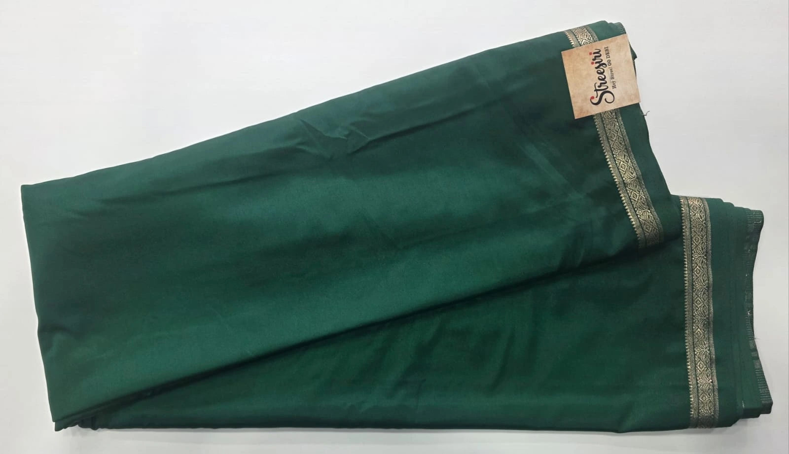Small Border Crepe Silk Bottle Green
