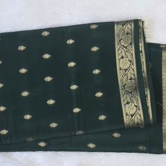 Self  Bottle Green Semi Crepe Silk Saree