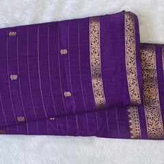 Self Purple Semi Silk Saree