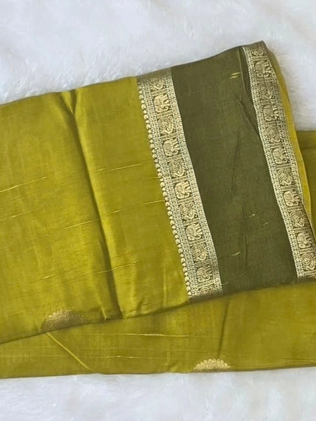 Suhani  Mehandi Green Tussar Silk Saree