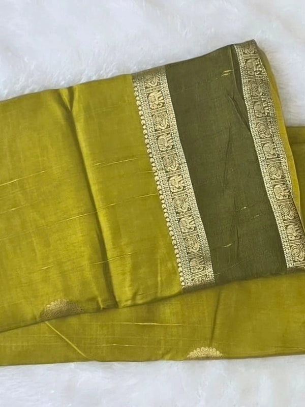Suhani  Mehandi Green Tussar Silk Saree
