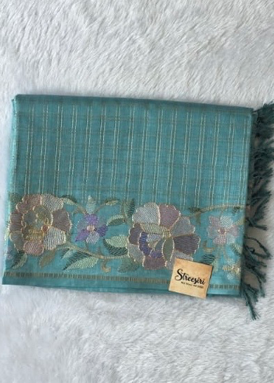 Viscose Checks Floral Embroidery